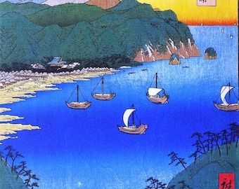歌川広重作「阿波国保田海岸 富嶽三十六景」木版画、ジクレー