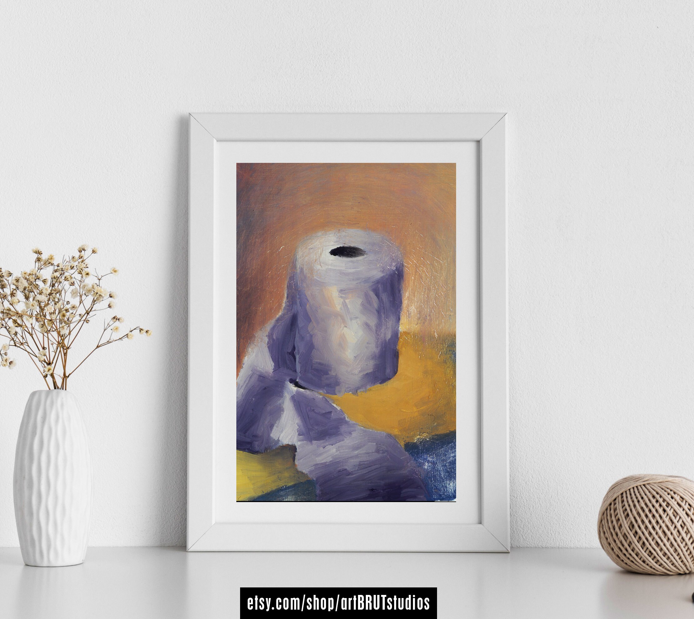 Toilet Paper Original Oil painting on paper sold by artist Etsy