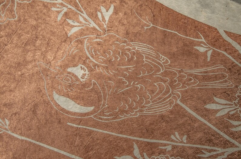 Sparrow copper ink linoprint on Hahnemuhle etched paper