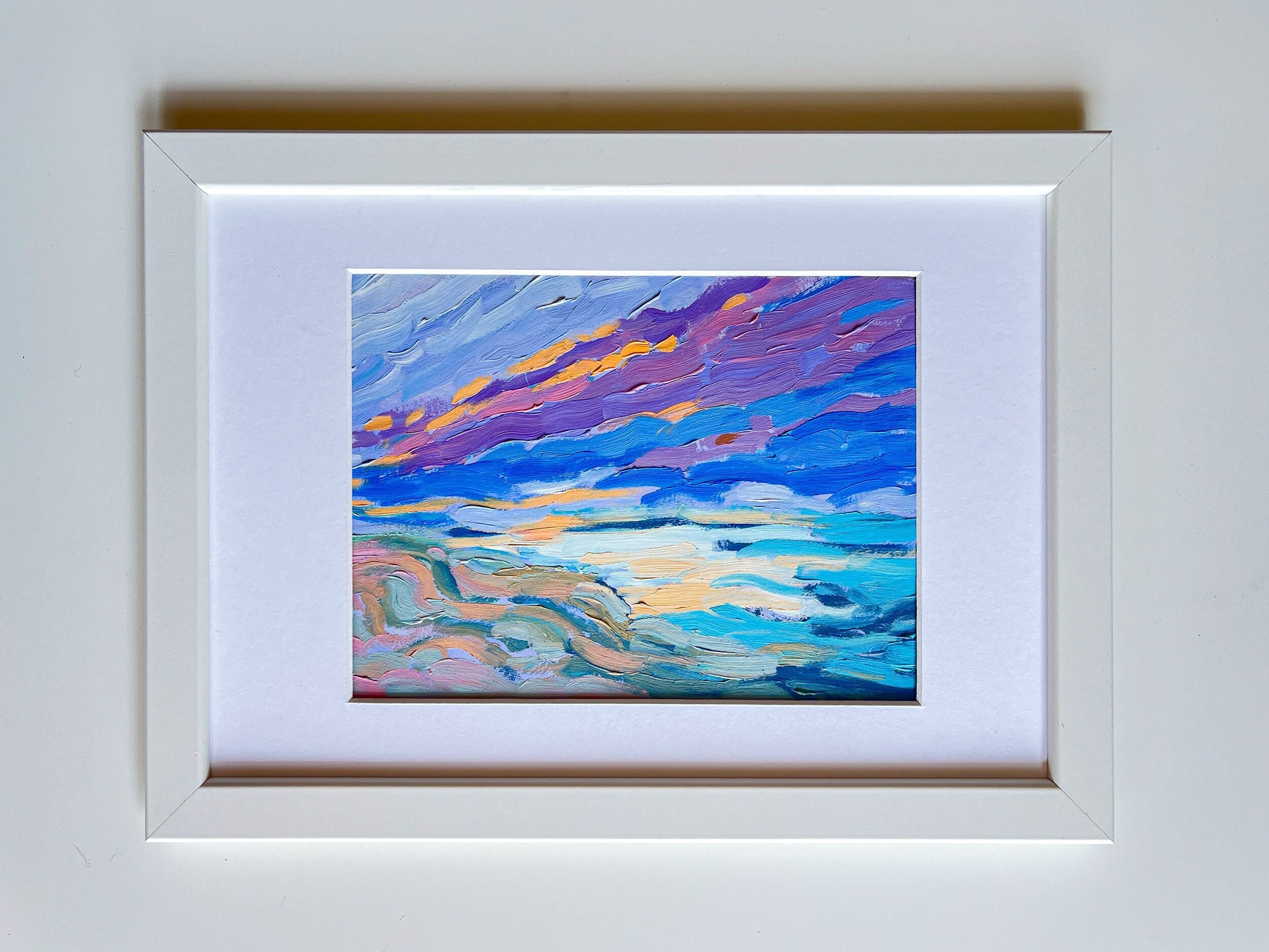 海岸 No. 1 オリジナル現代絵画、航海を題材にした小さな額入り