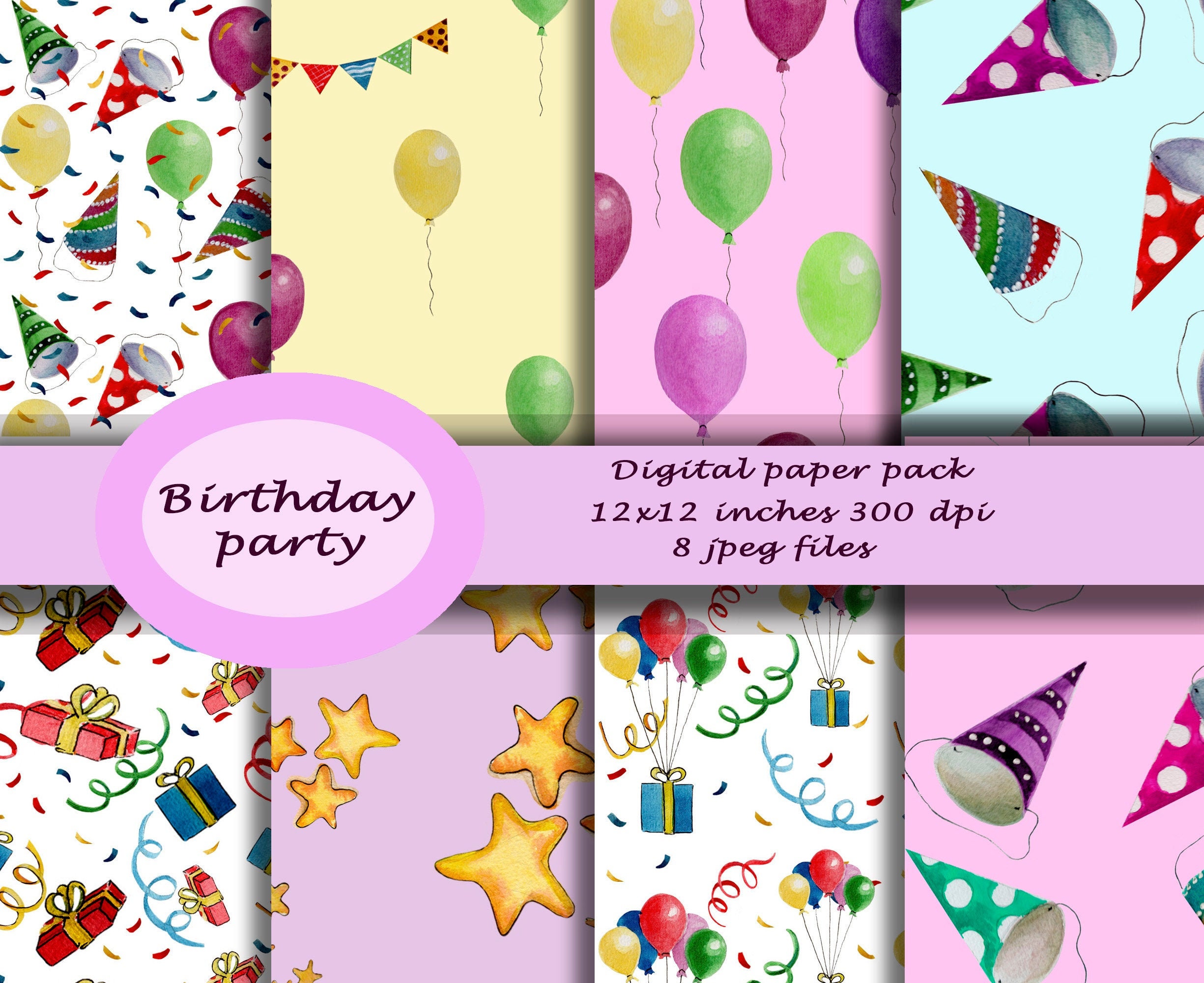 Scrapbooking Paper printable digital paper pack Party party patterns ...