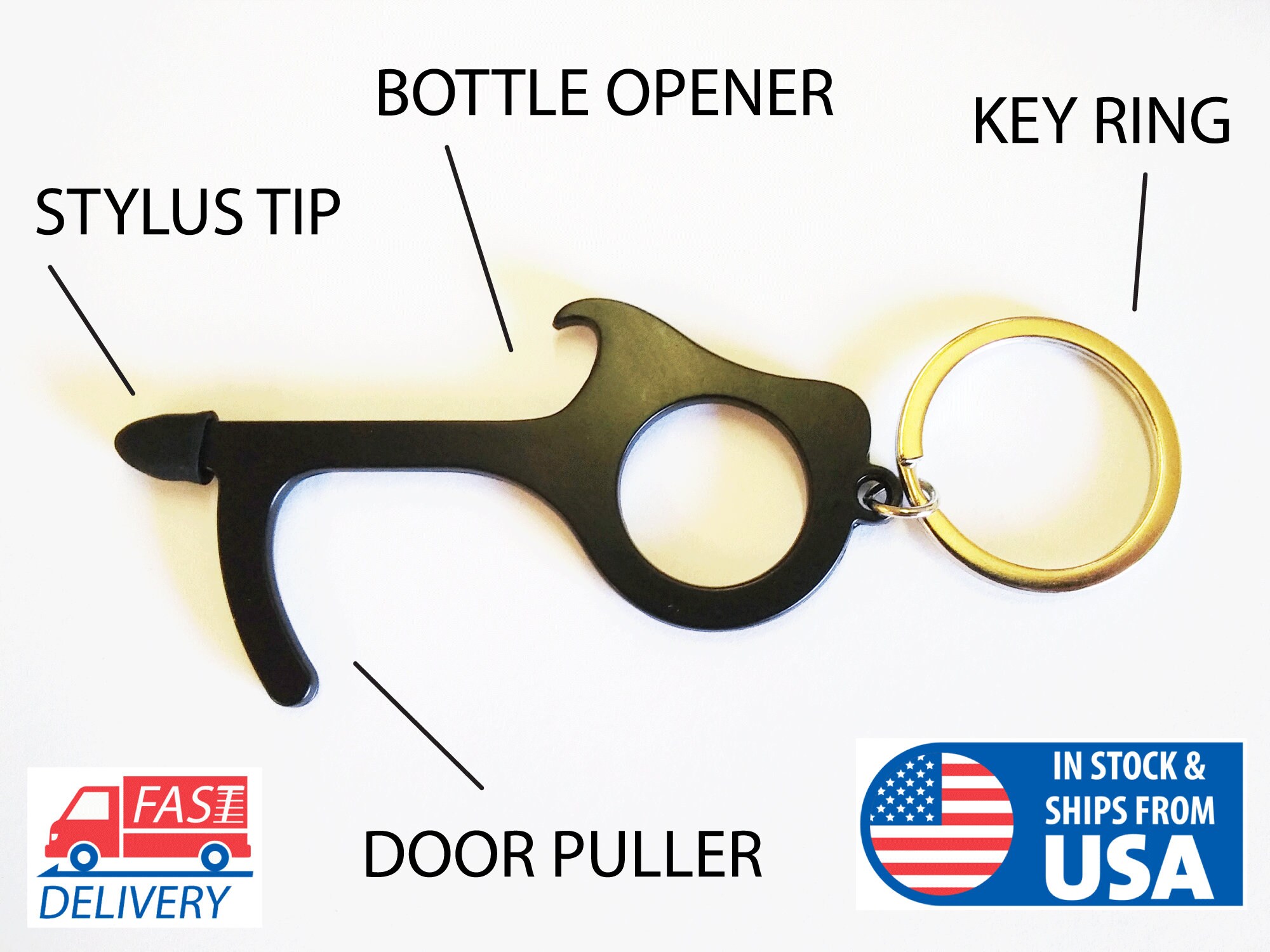 3 pack Touchless Door Opener Contactless "Finger" Metal Key Ring Tools NEW! 3 pack Touchless Door Opener Contactless "Finger" Metal Key Ring Tools NEW!