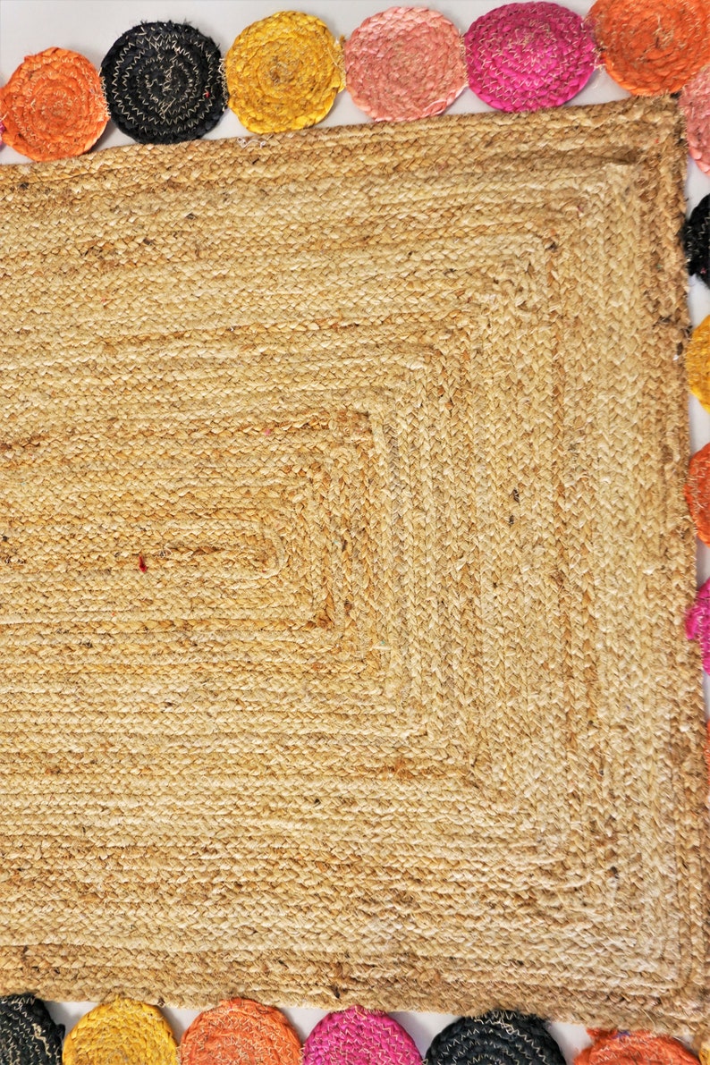 Natural Jute Scalloped Rug Bohemian Scallop Rug Natural Jute Etsy