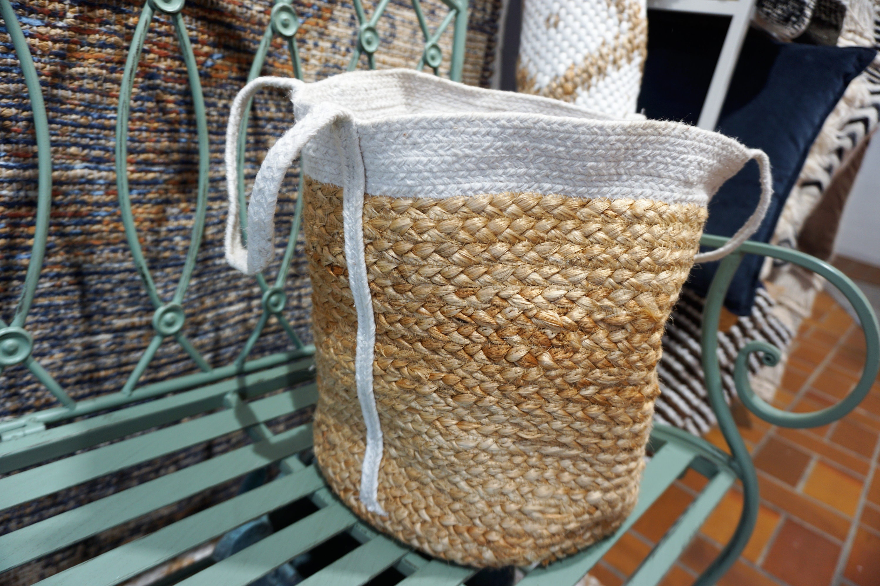 Cesta de lavandería bolsa de lavandería redondo jute bolsa de | Etsy