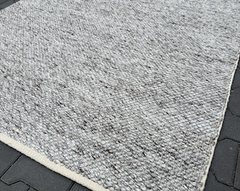 スカンジナビアウールラグ、140 x 200 cm、オフィス、子供部屋、寝室用の長方形ラグ、グレー色のラグ、フロアラグ