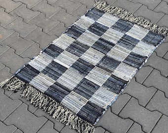 Katoenen vloerkleed klein medium veelkleurig GoodWeave Chindi gerecycled lappenkleed machinewasbaar - klein vloerkleed - bad-/douchemat