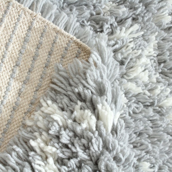 Handwoven area rug Grey Beige wool carpet rug for bedroom Livingroom rug Skandinavien design carpets