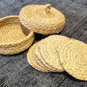 Set of 6 Jute Coasters, Rustic Coasters, Rustic Jute Placemats, Jute Coasters, Boho Placemats, Dinning Boho Tableware