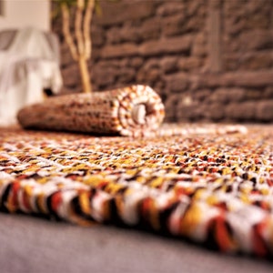 Tapis scandinave en coton tissé à la main, multicolore, motif Zig Zag, fait à la main, réversible, Orange et blanc image 3