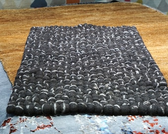 Felt ball wool rug Scandinavian felt wool area gift idea ball rug living room study rug handmade in India