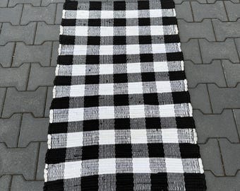 Klein zwart-wit vloerkleed, badkamerkleed, slaapkamerkleed, keukenkleed, badmat, nachtkastjekleed, halkleed