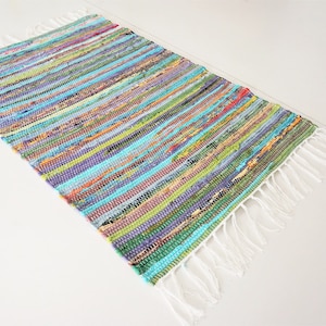 Cotton Rug Small Medium Multicolour GoodWeave Chindi Recycled Rag Rug Machine Washable - Small Area Rug - Bath/Shower Mat