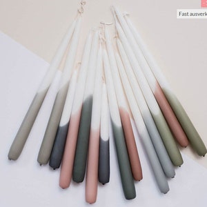 Dipped Candles White/Grey- Candles DIP DYE | 4 or 6 long candles | 8 H burner | 29x2.2cm | Rustik Lys
