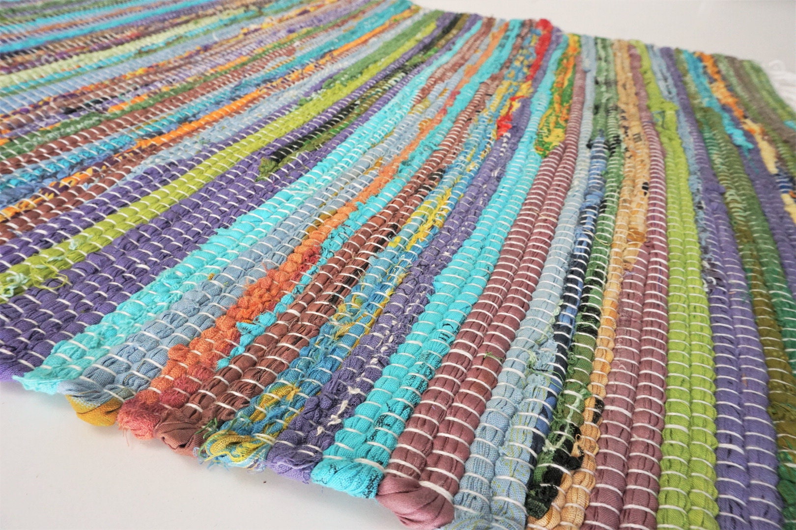 Cotton Rug Small Medium Multicolour Goodweave Chindi Recycled Rag Rug ...