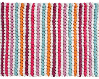 handgewebter Badeteppich rechteckiger Badematte rug California Stripe bathmat 50 x 80cm runner