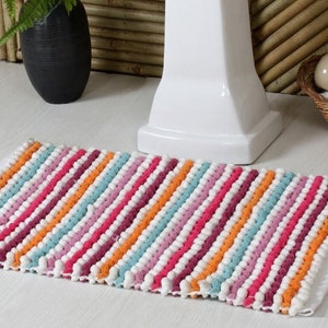 handwoven bath rug rectangular bath mat rug California Stripe bath mat 50 x 80cm runner
