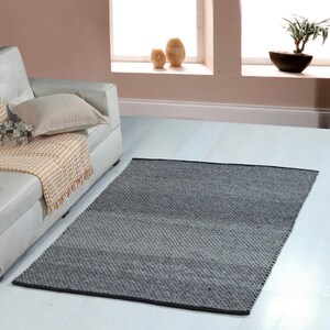 Scandinavisch grijs wollen vloerkleed, handgeweven vloerkleed voor de woonkamer