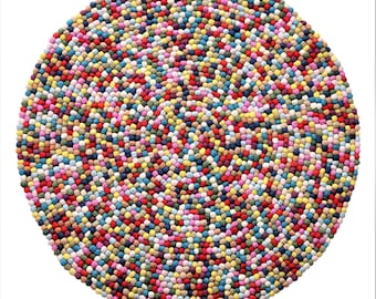 Felt Ball Rugs 90 cm Playmat, Rugs 100% Wool (Free Shipping within Germany)
