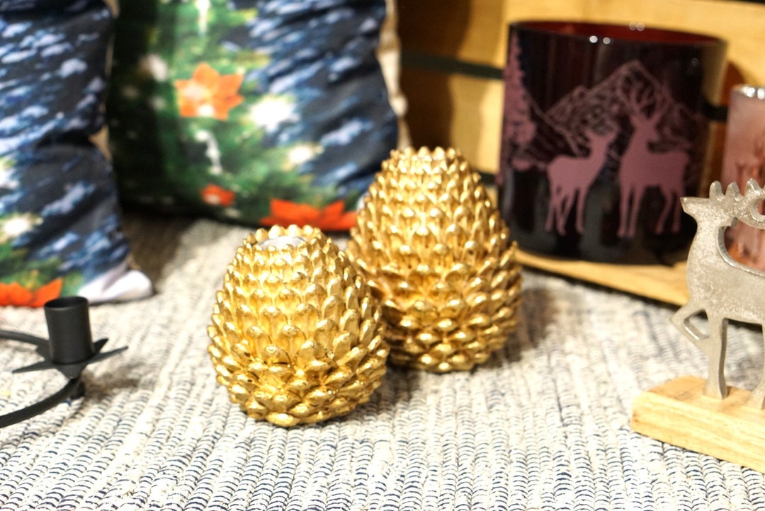 Gold Pine Cone Candle Holder Made of Plastic Candle Holder in Etsy