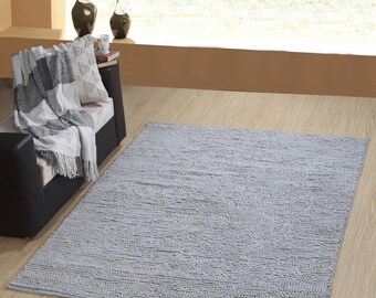 Wool rug, grey, 100% wool, boho rug, bohemian, loop rug, 160x230 cm, chunky knit rug, winter decoration, thick pile