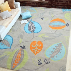 Thick Wool Rug Rectangular Rug Hand Tufted 100% Wool Handmade Rug Carpet for Home, Bedroom, Living Room rug