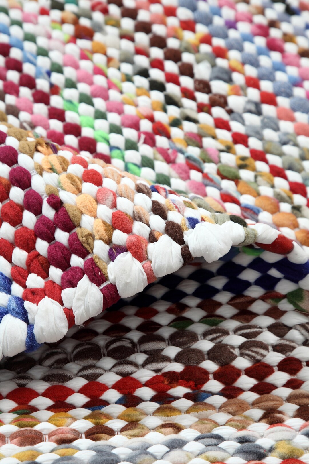 Scandinavian Cotton Handwoven Rug Multi Colored Zig Zag Pattern Cotton ...