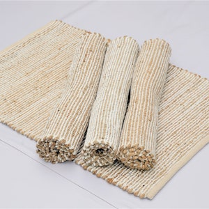 Jute cotton rug handwoven boho modern style.