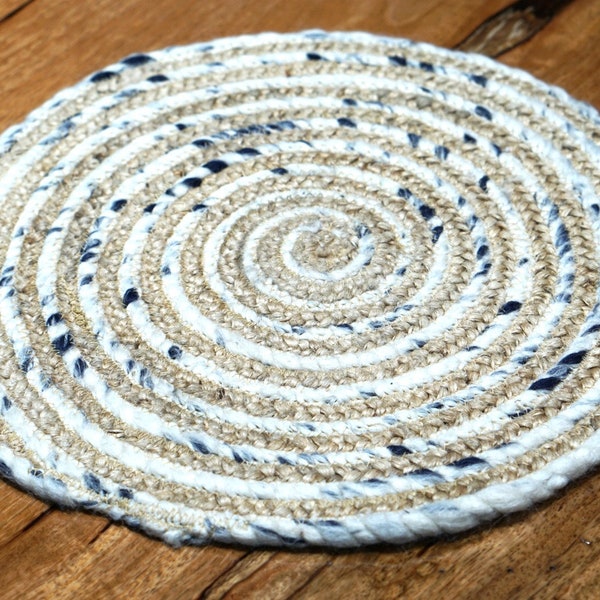 Jute Place  mat handwoven 40 cm diameter with cotton