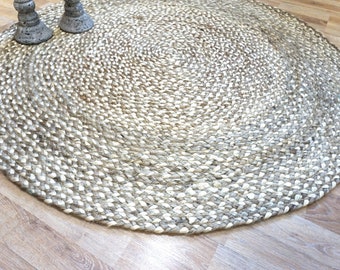 4x4 Ft Natural Handmade Jute Rug, Natural Fiber Rug, Round Jute Rug, Jute Rug, Round Rug, Eco Friendly Rug