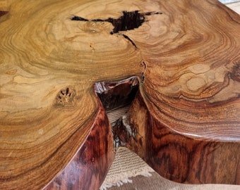 Solid wood coffee table side table root wood teak disc
