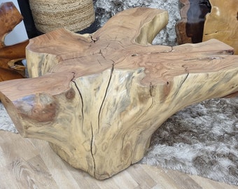 Root table Solid coffee table Teak wood side table root wood