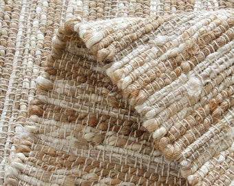 Jute cotton rug handwoven Boho Modern style kitchen rug living room rug children's room rug