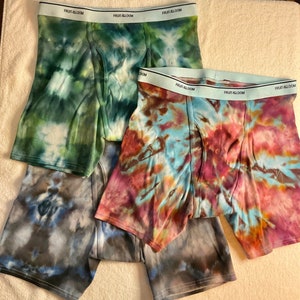 Set of 3 XL ice dyed men&#39;s boxer briefs. Soft cotton colorful tie dye underwear