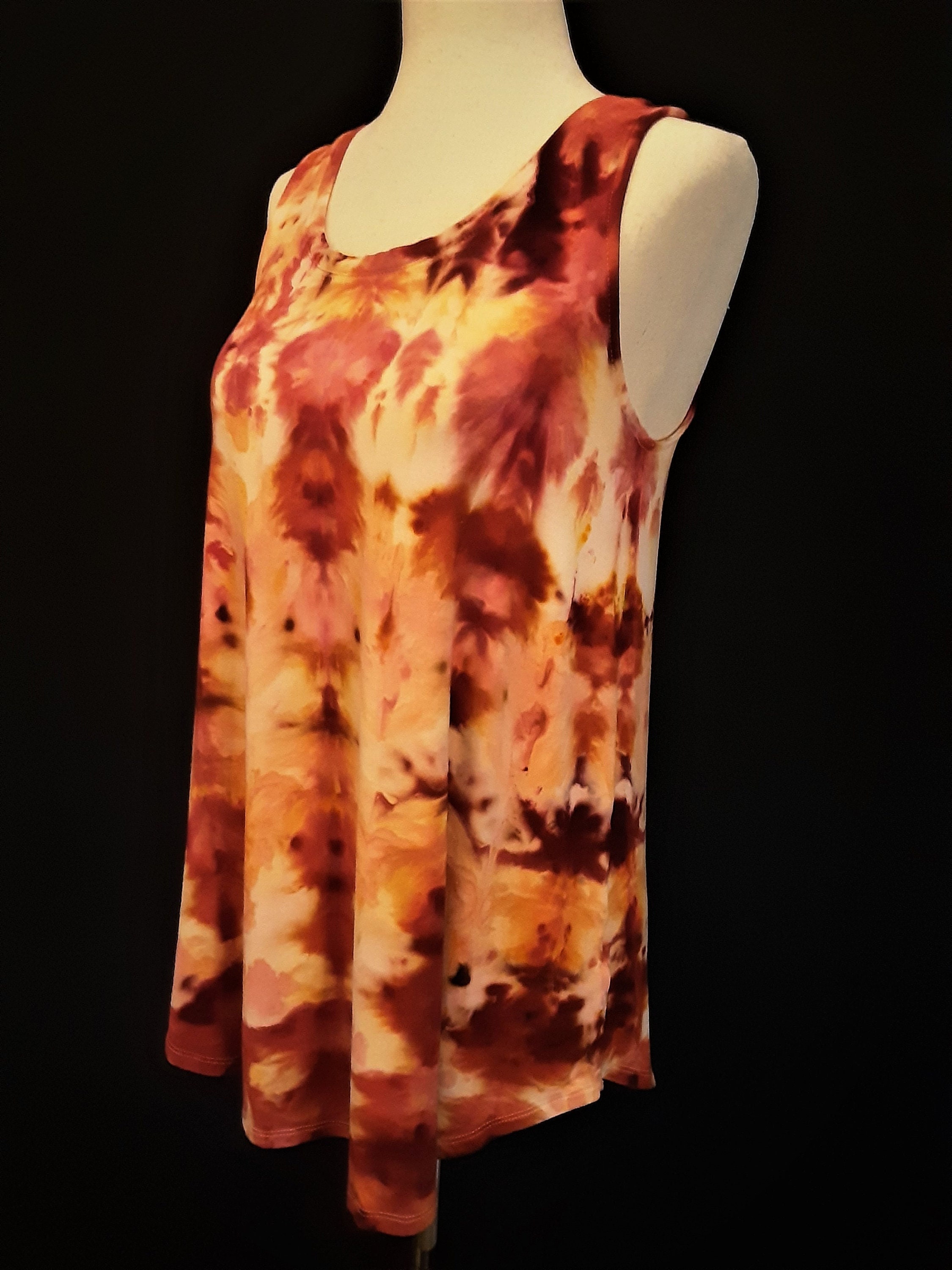 Extra Small Ice Dye Tank Top in Orange 