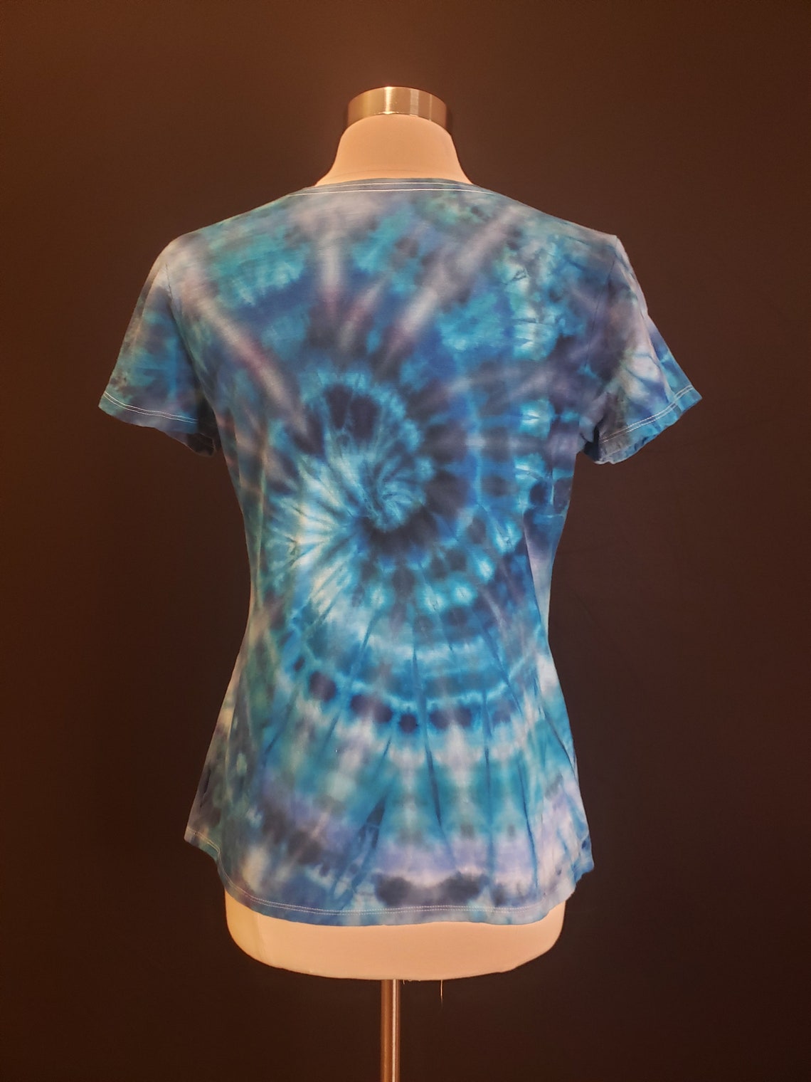Custom Made Blue Ice Tie Dye Swirl Shirred V-neck T-shirt. - Etsy