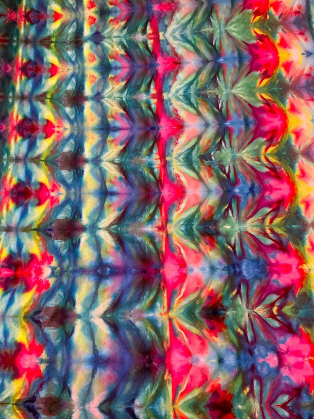 Ice Dyed Cotton Fabric Yard in Red Blue and Yellow. Aurora Etsy