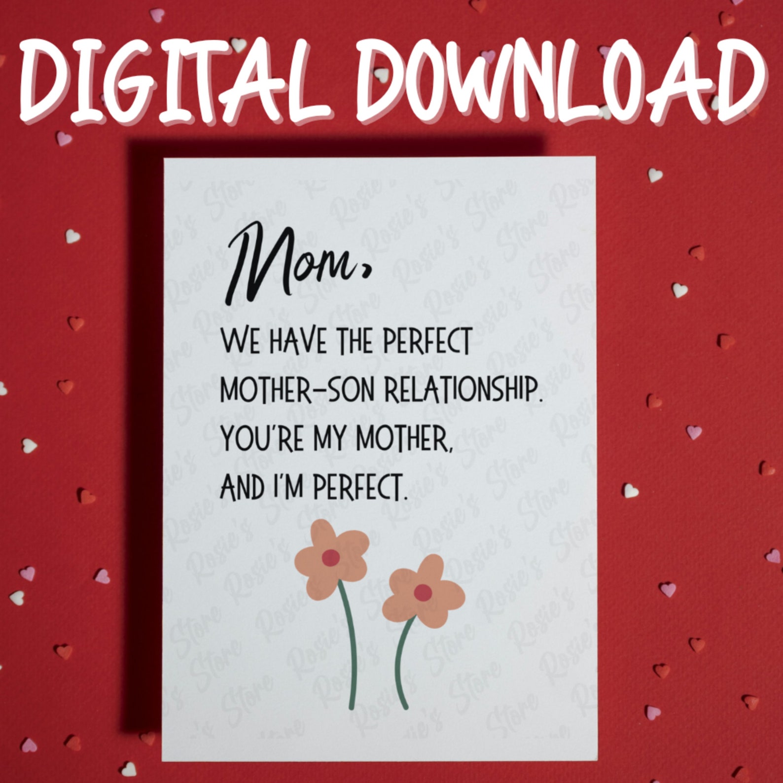 Funny Gift for Mom Mother Son Digital Download Printable Card for Mom ...