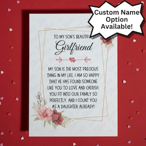 Cadeau pour fils, petite amie, anniversaire, carte de voeux, petite amie, fils, noël sentimental, personnalisé, nom personnalisé, cadeau pour elle