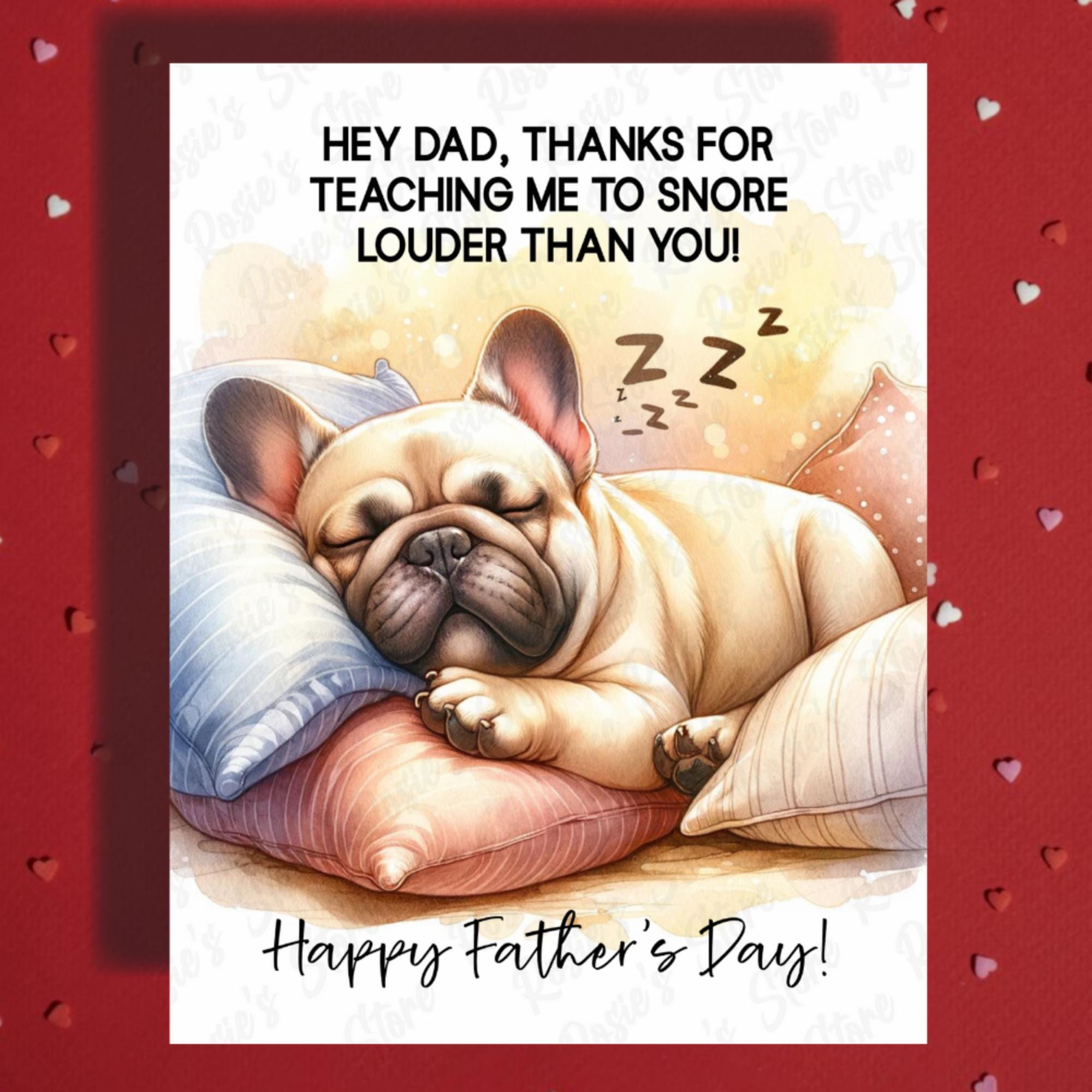 French Bulldog Father's Day Card: Snoring Dog Dad Gift - Etsy