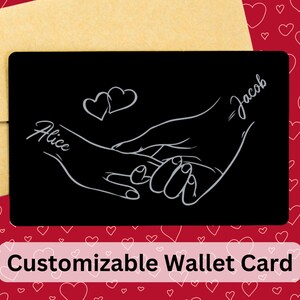 Personalized Engraved Wallet Card Holding Hands • Personalized Gift • Valentine&#39;s Day Gift • Birthday Gift • Anniversary Gift•Christmas Gift