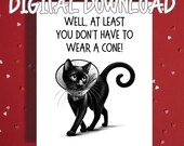 Funny Cat Get Well Printable Card, At Least You Dont Have to Wear a Cone, Digital Download Recovery Humor