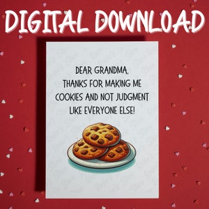 Regalo divertido para la tarjeta imprimible de la abuela para el regalo de cumpleaños de la abuela para el día de su madre Tarjeta Nana de la nieta nieto nieto