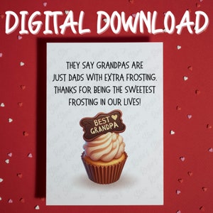 Regalo para el abuelo Tarjeta imprimible Descarga digital Tarjeta de felicitación para el día del padre del abuelo Cumpleaños Tarjeta hecha a mano de Navidad de los nietos