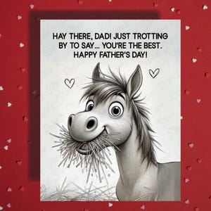 Carte de voeux drôle pour la fête des pères, cheval poney, amoureux des animaux de compagnie, cartes illustrées pour le meilleur papa, père chien, papa en prime, beau-père, idées cadeaux pour lui