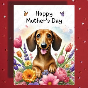 Muttertag Grußkarte Dackel Hund Haustier Liebhaber illustrierte Karten für Mama Mutter Hund Mama Bonus Mama Stiefmutter Geschenkideen Sie