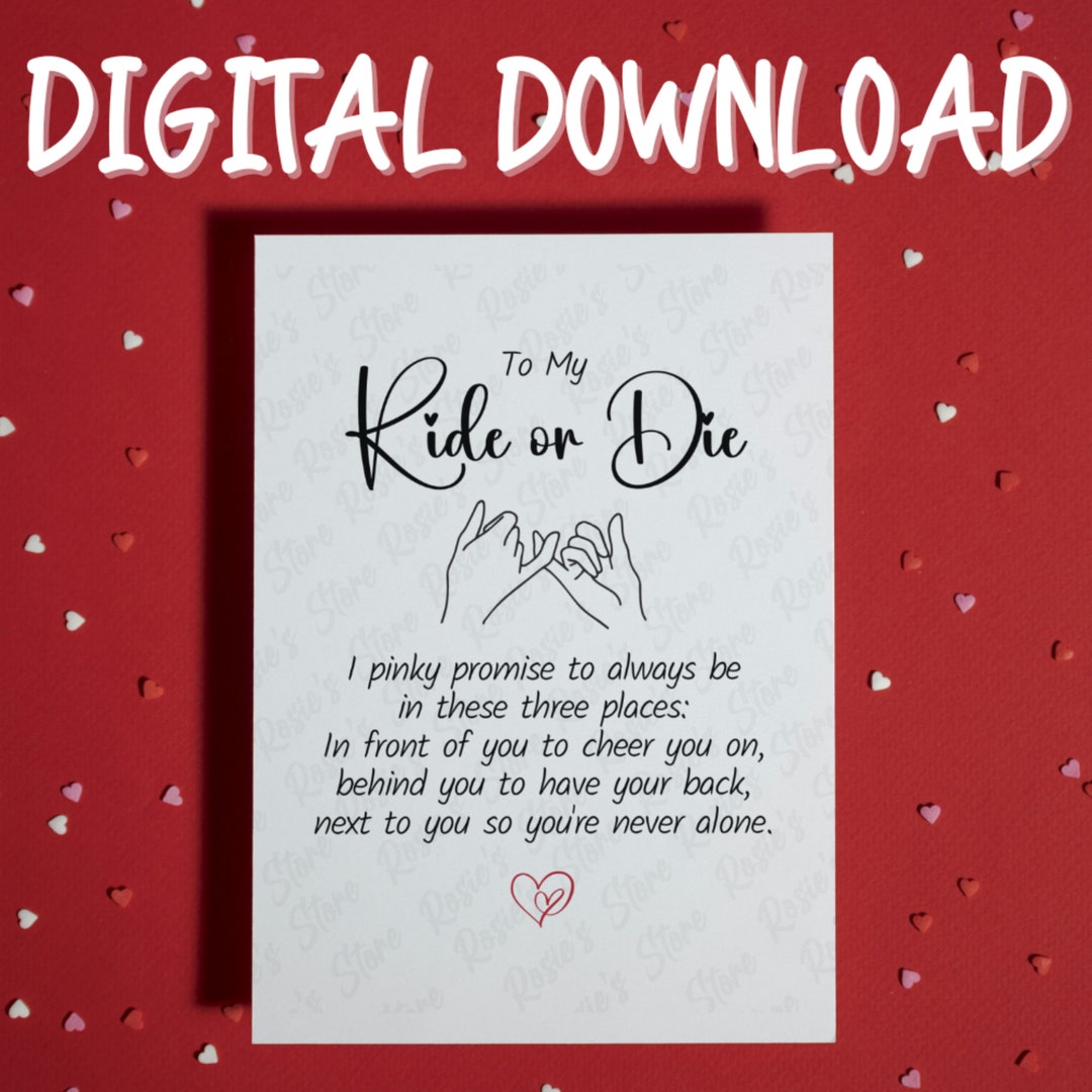 To My Rider Gift for Her Him to My Ride or Die Pinky Promise Printable Card Digital ...