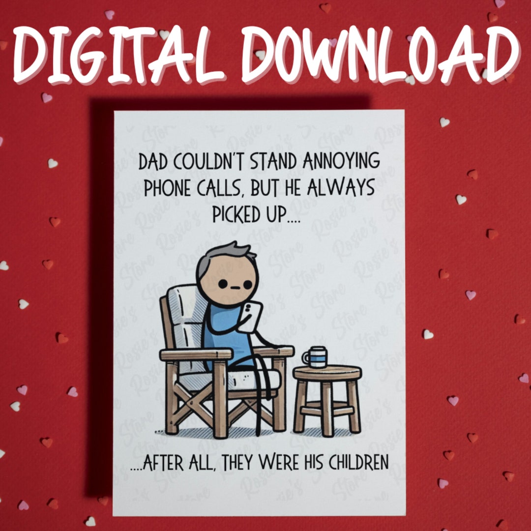 Funny Dad Birthday Father's Day Printable Card Digital Download From ...