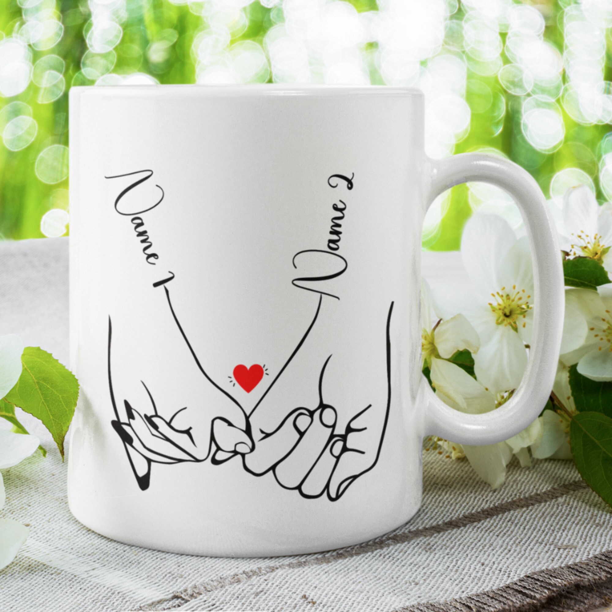 Partner Gift Personalized Gift for Couples Pinky Promise Holding Hands Coffee Mug ...