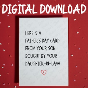 Cadeau amusant pour beau-père de la belle-fille Carte imprimable pour papa en téléchargement numérique Voici une carte de fête des pères pour beau-père