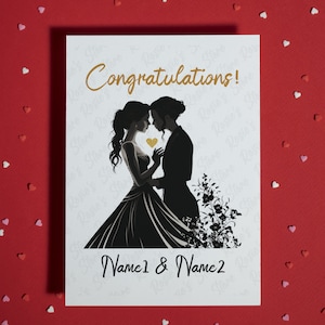 Personalisierte Lesben Hochzeit Karte Blanko Karte Frisch verheiratet Gay Paar Grußkarte Glückwunschkarte Hers and Hers Two Brides Card